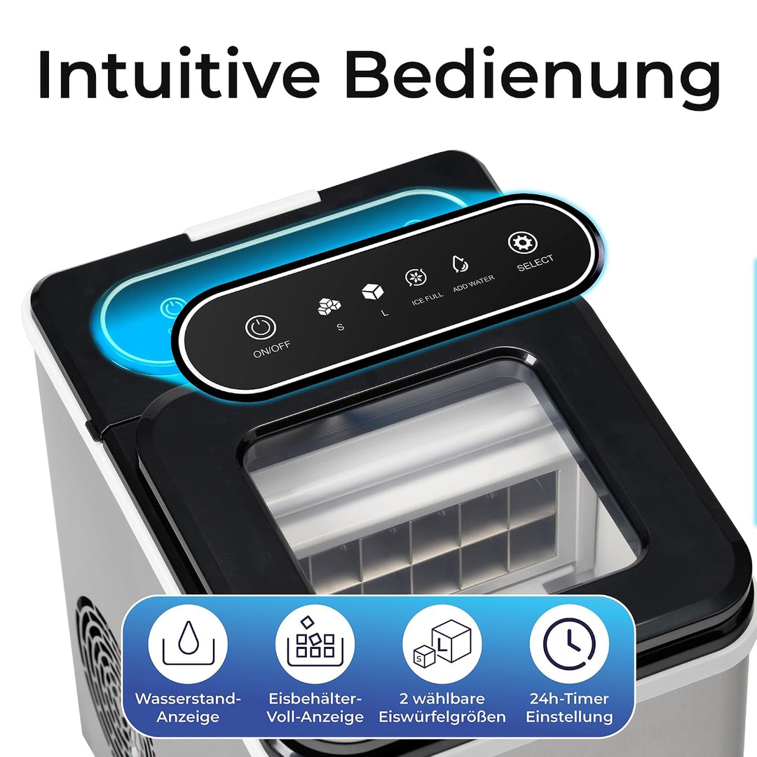 KLAMER Eiswürfelmaschine klein (2026), 8 Eiswürfel in 8 Minuten
