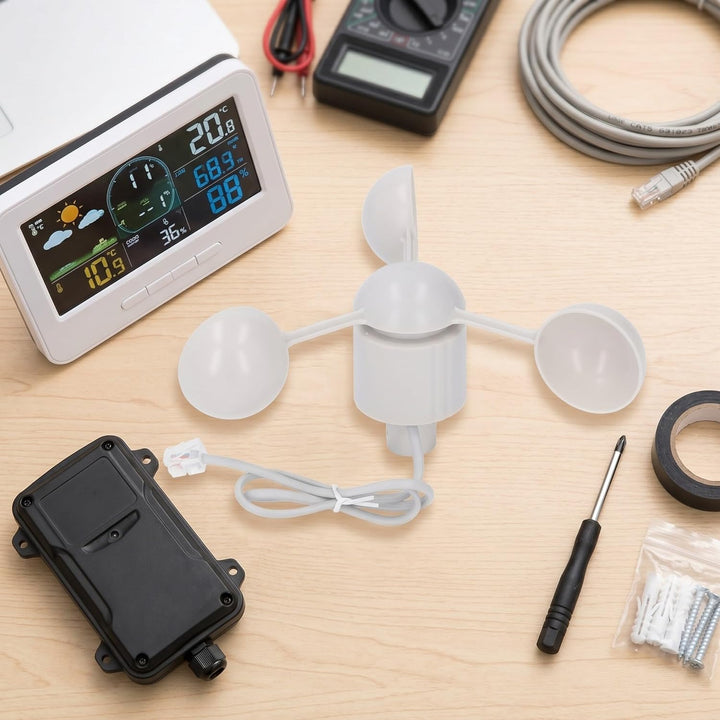 Windbecher, 3 Becher Windmessdetektor, Windgeschwindigkeitssensor-Anemometer mit RJ11-Anschluss, WH2