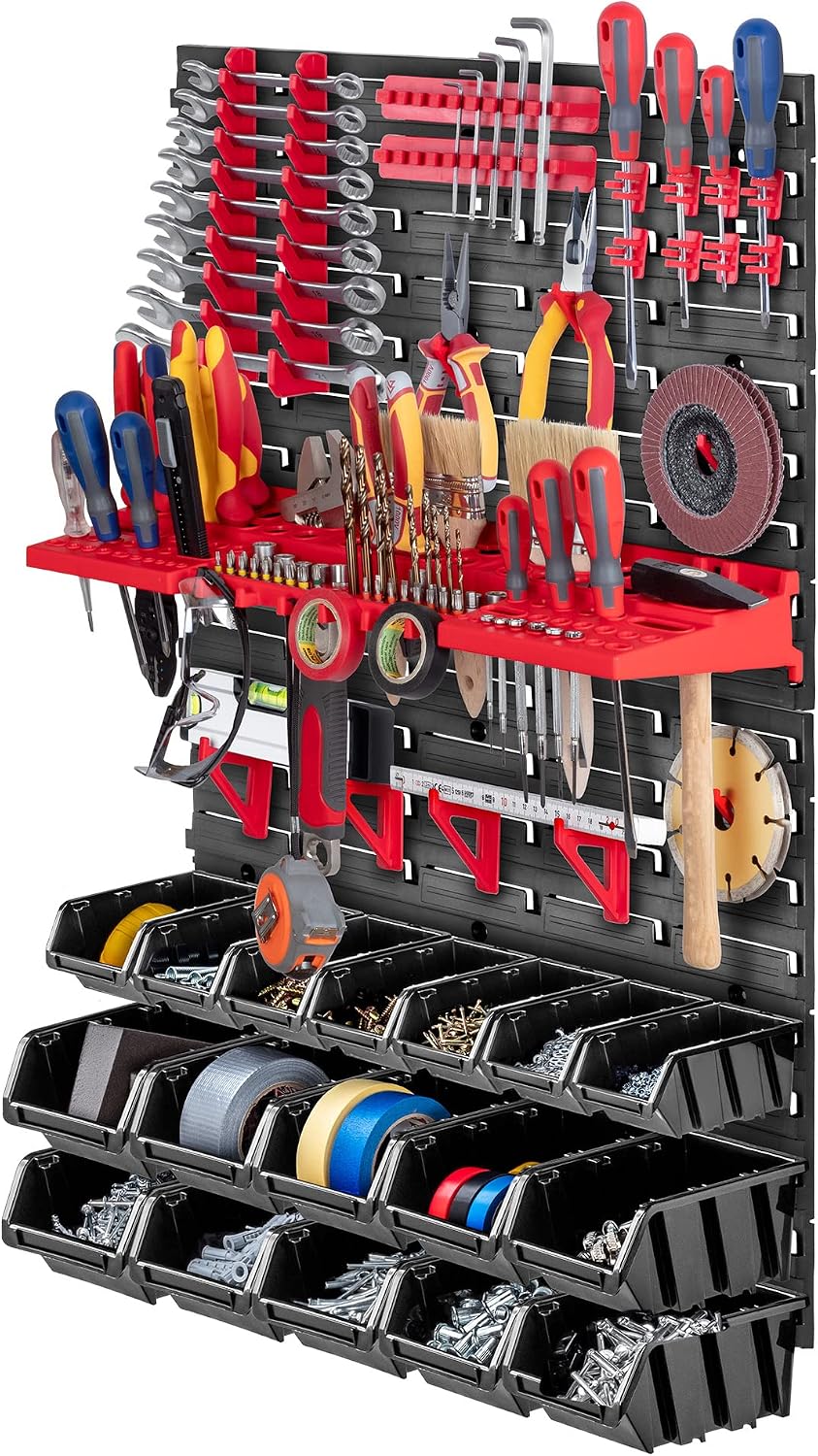 KADAX Werkstattwandregal, 58x78cm Lagersystem aus robustem Kunststoff, UV-Resistentes Werkstattregal