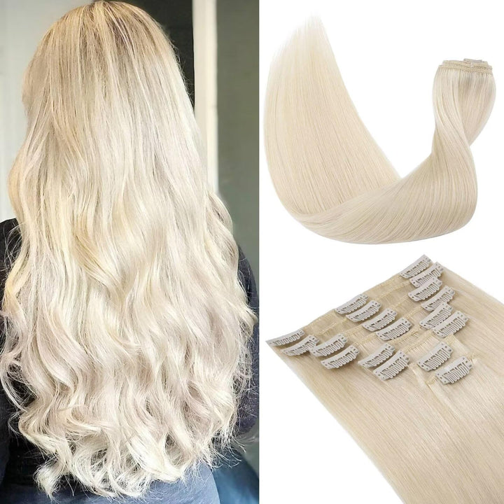 TESS Clip in Extensions Echthaar, 8pcs Clip in Haarverlängerung Remy Echt Haare Natürliche 18 Clips