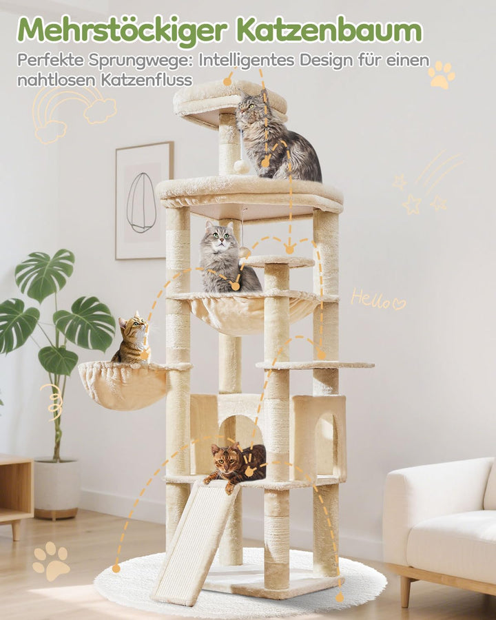 Taoqimiao 183CM Kratzbaum Gross XXL, Katzenbaum Kratzbaum Grosse Katzen Stabil Katzenkratzbaum mit K