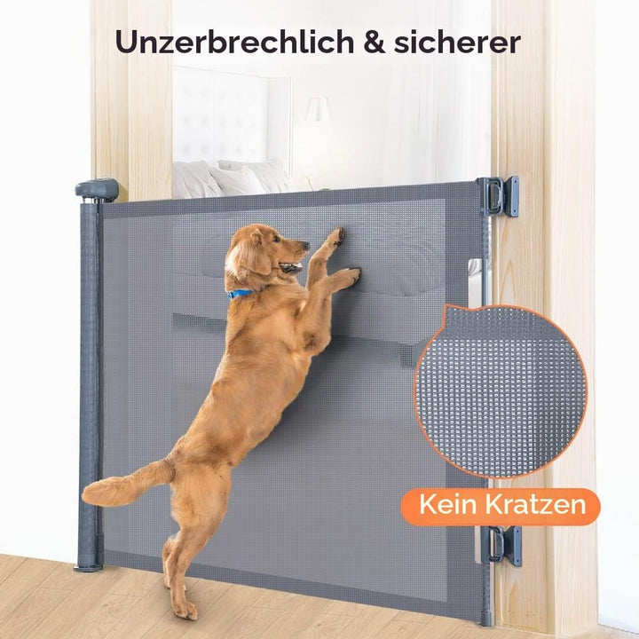 COMOMY Treppenschutzgitter Ausziehbar 0-140cm, Türschutzgitter Rollo für Baby, Katzen und Hunde, Ein