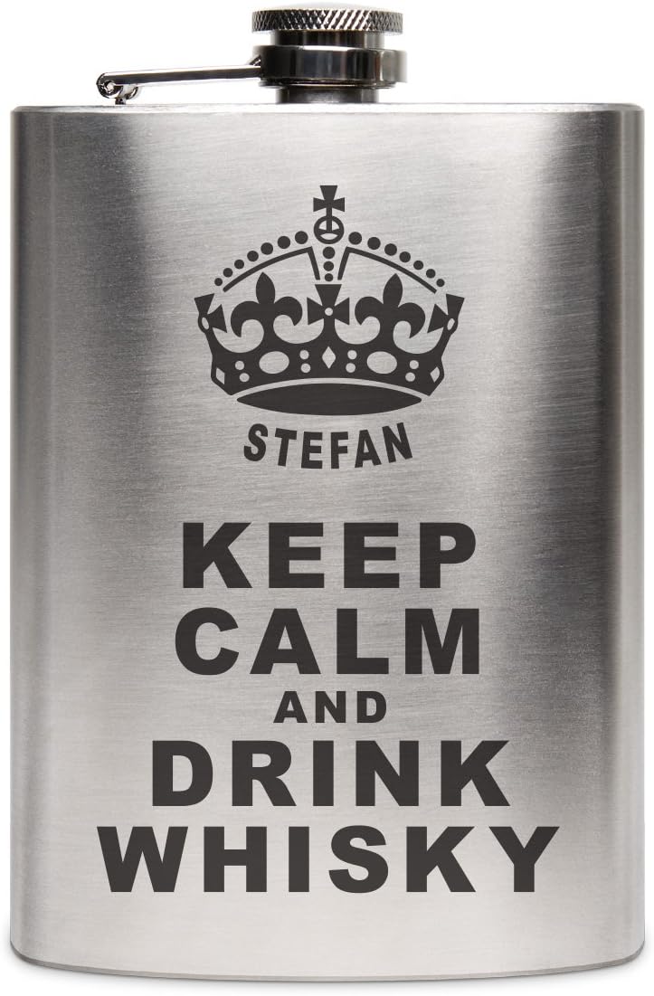 Flachmann Edelstahl 8oz. 237 ml mit individueller Gravur - Keep Calm, Keep Calm