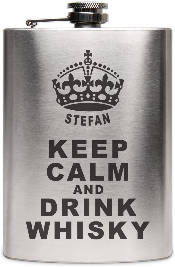 Flachmann Edelstahl 8oz. 237 ml mit individueller Gravur - Keep Calm, Keep Calm