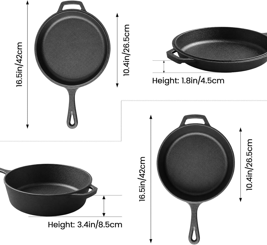 Gusseisen Kombikocher 2-in-1, Dutch Oven Mit Pfannen Deckel