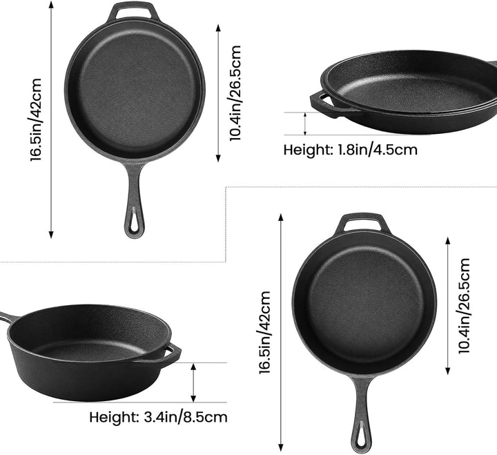 Gusseisen Kombikocher 2-in-1, Dutch Oven Mit Pfannen Deckel