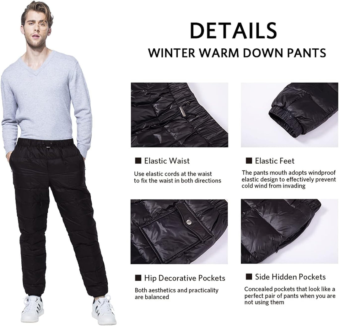 Tapasimme Damen Herren Winter Warme Gänse Daunenhose Ultraleichte Schneehose Kompressions-Daunenhose
