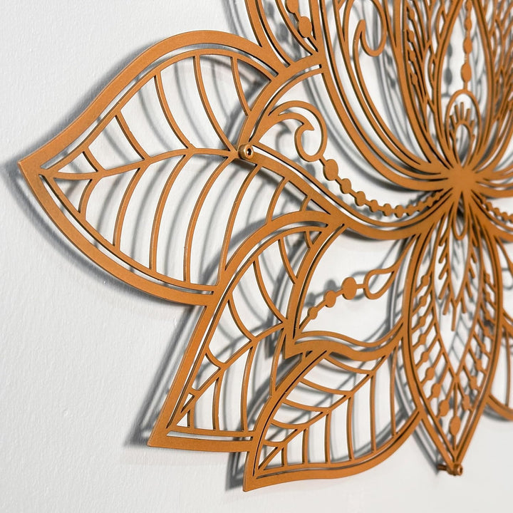 IWA CONCEPT 3D Mandala Metall Wanddekoration | Lotusblume Dekoration für Zuhause | Schlafzimmer Meta