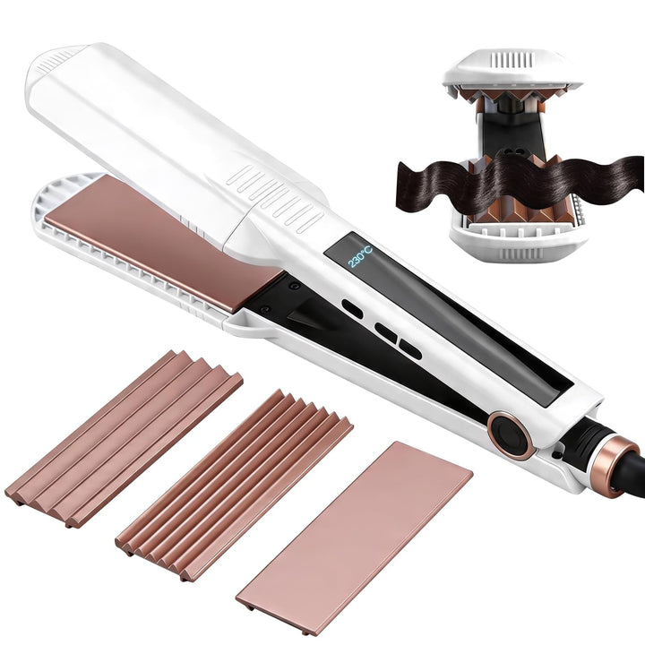 Glätteisen Welleneisen für Haare, 3 in 1 Multistyler Glätteisen Breit Set - Keramik mit Negativen Lo