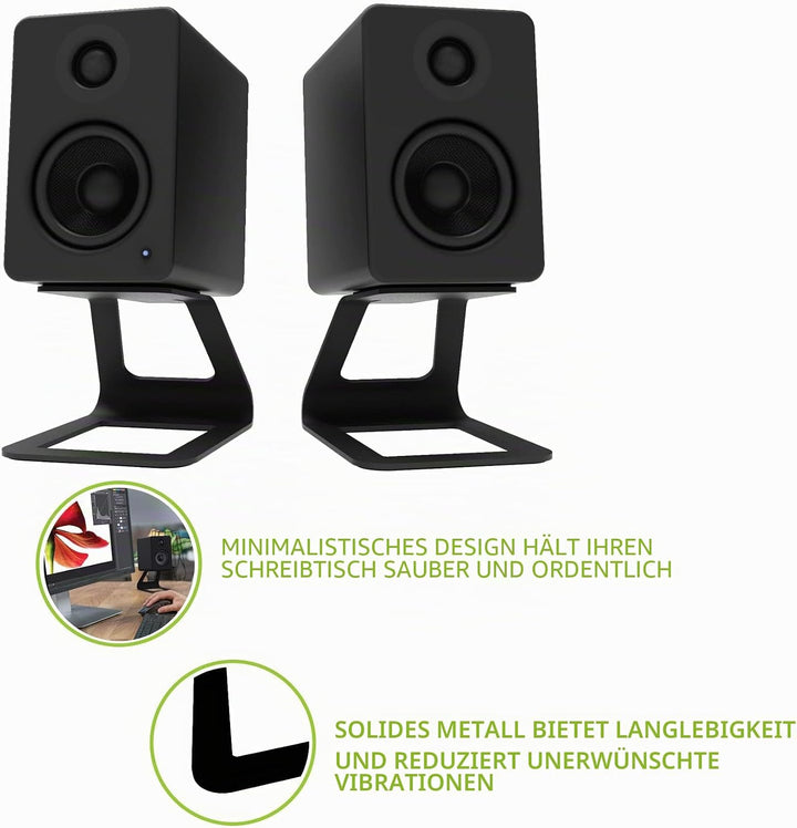 Kanto SE2 Elevated Desktop Speaker Stands for Small Speakers | Black | Pair Schwarz, Schwarz