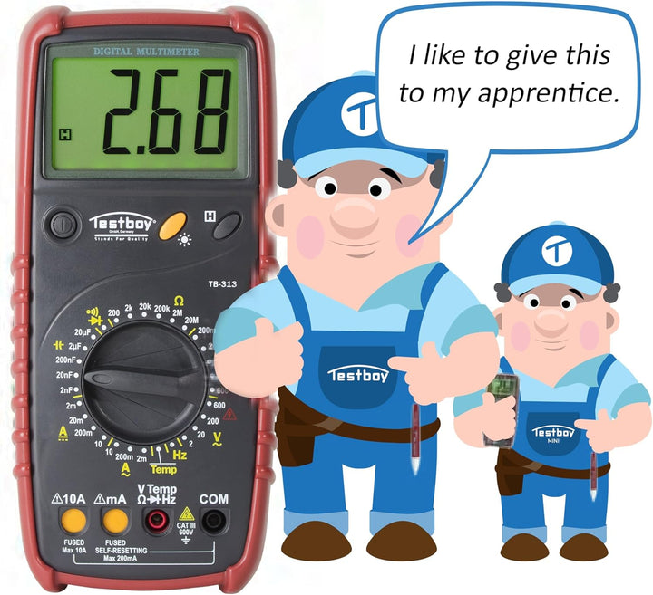 Testboy 313 Digital-Multimeter (automatischer Messbereichsschutz, grosses LCD mit Hintergrundbeleuch