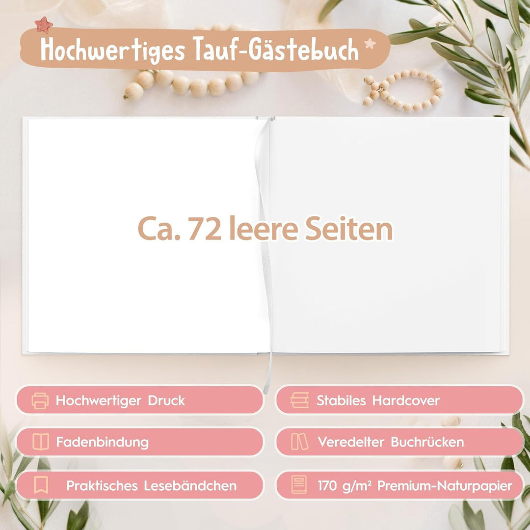 Taufbuch Mädchen, Gästebuch Taufe mit Regenbogen Design zum Taufgeschenk ‎Taufe Gastebuch Regenbogen