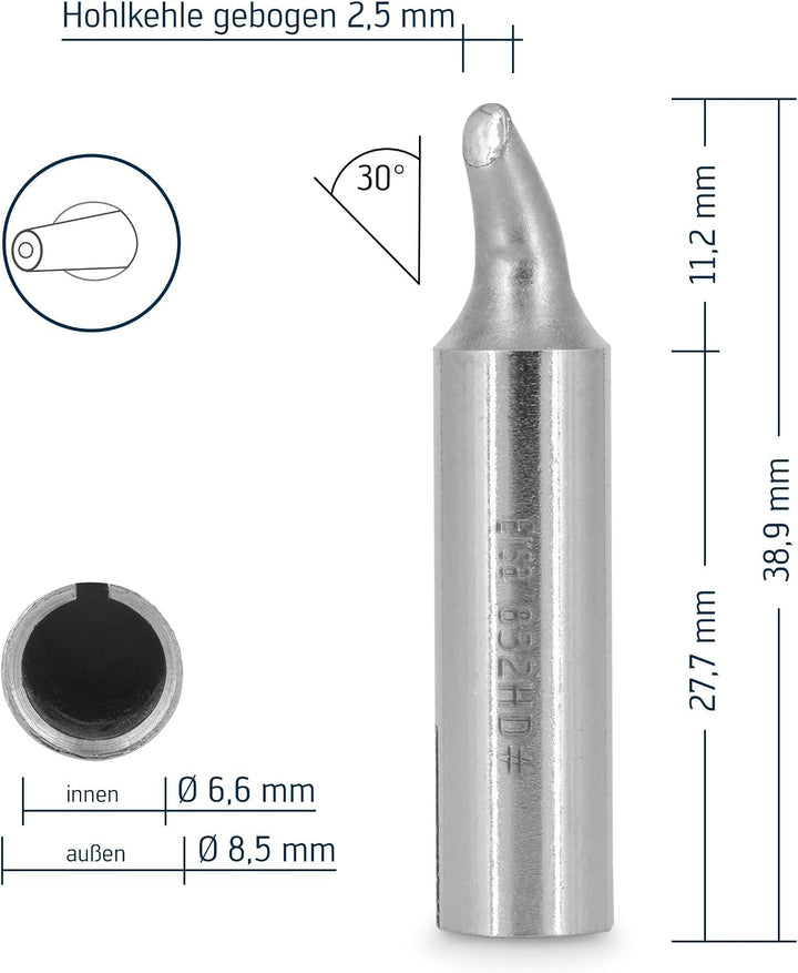 ERSA ERSADUR Dauerlötspitze SolderWELL mit Hohlkehle gebogen 2,5 mm 0832HD 2,5 mm SolderWELL mit Hoh
