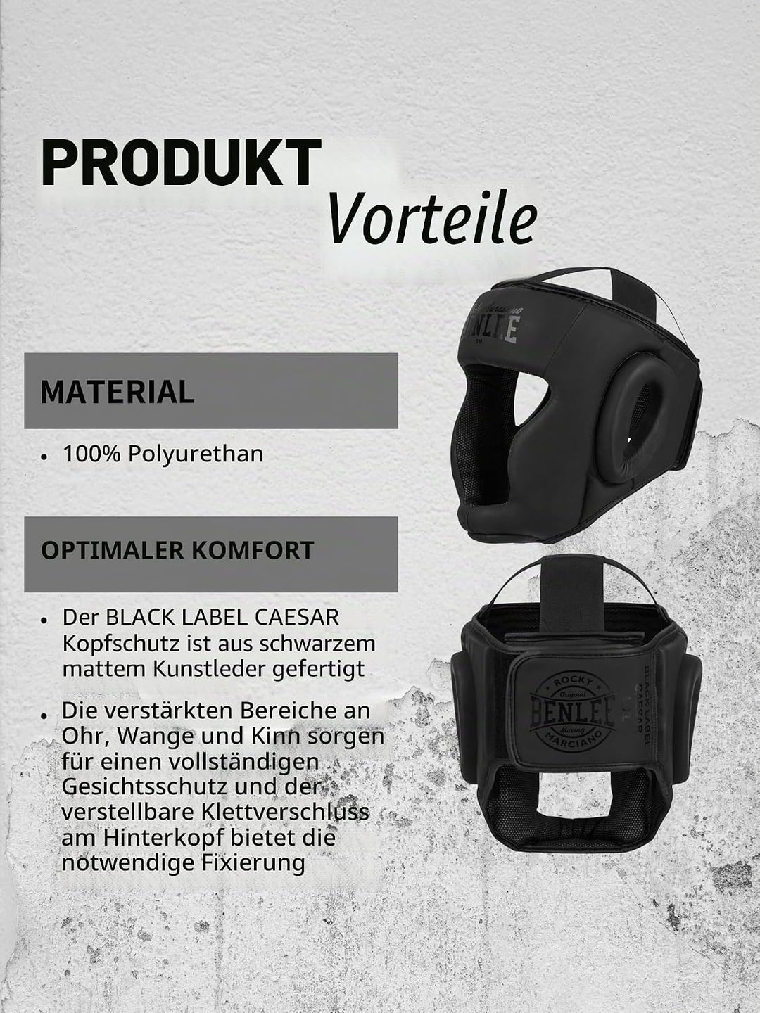 BENLEE Kopfschutz aus Kunstleder Black Label Caesar Schwarz S/M, Schwarz S/M