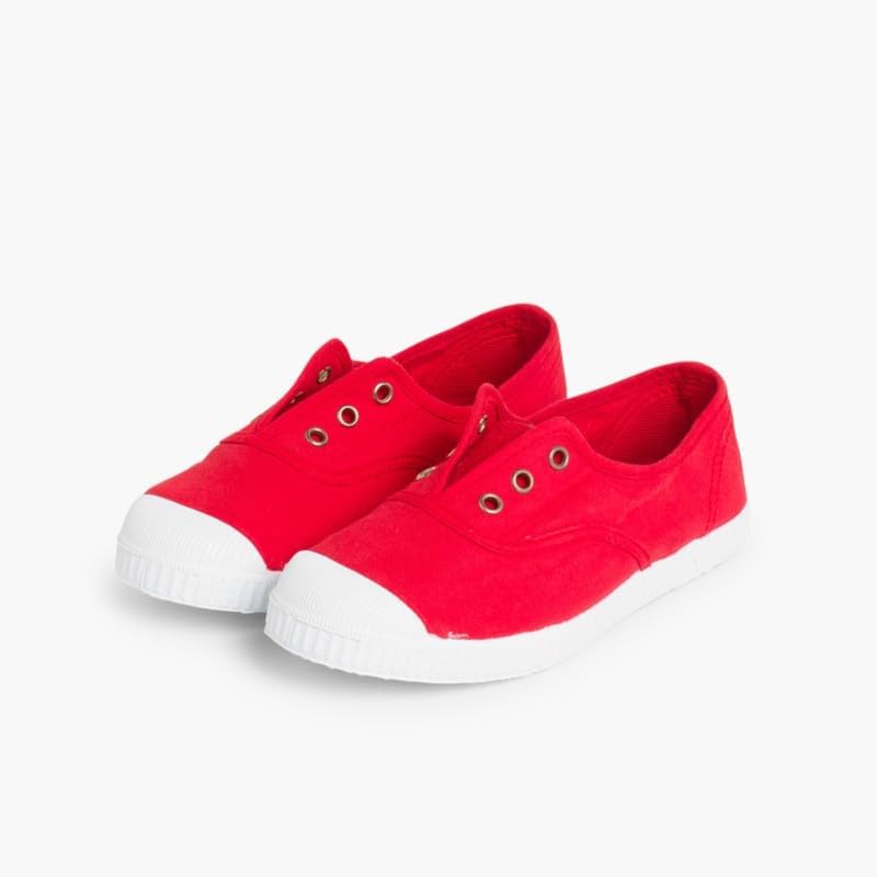 Pisamonas Leinwand-Sneakers Ohne Schnürsenkel Mit Gummispitze 21 EU Rot, 21 EU Rot