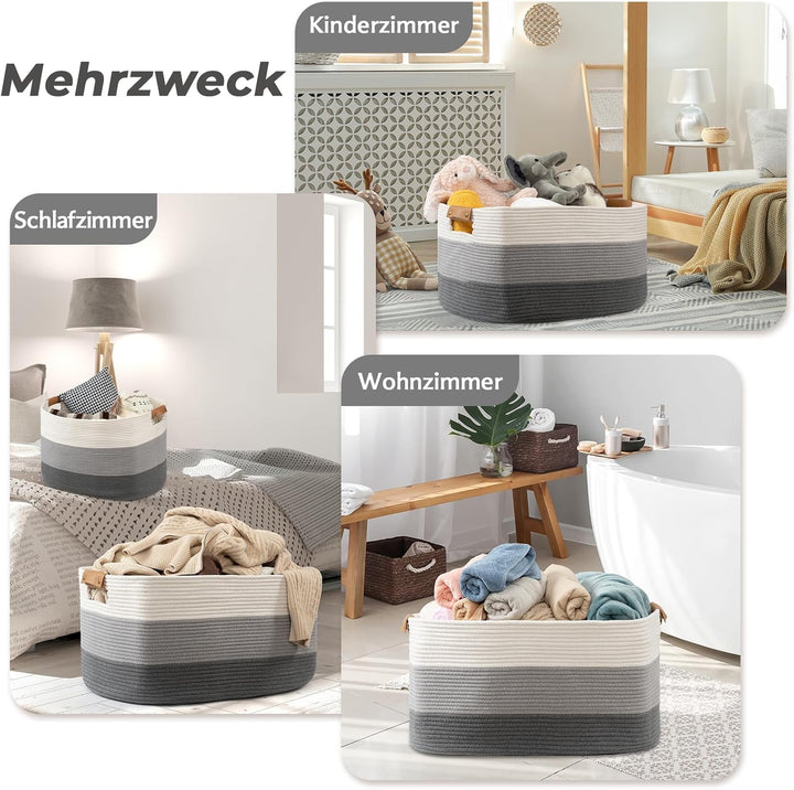 danpinera Korb Aufbewahrung, Aufbewahrungskorb Gross für Decken, grosser Deko Korb für das Wohnzimme