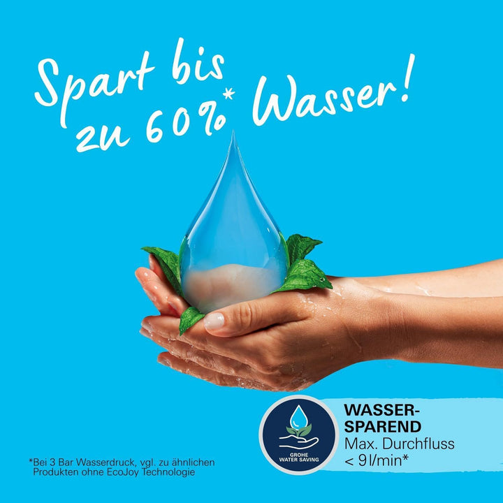 GROHE Vitalio Joy 110 - Handbrause (wassersparend, mit 1 Strahlarten, Antikalk System), rund, chrom,
