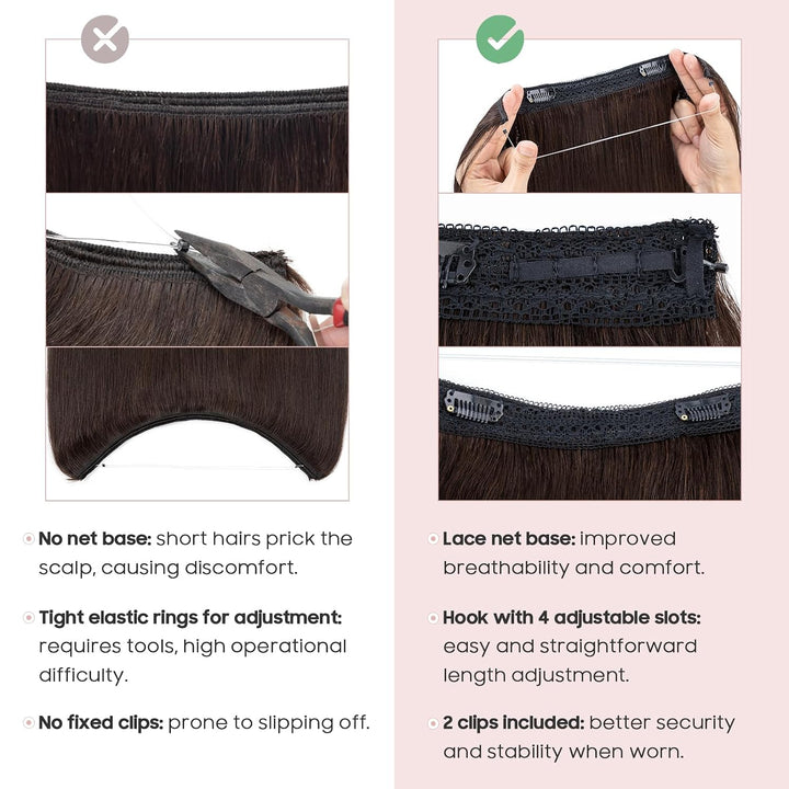Extensions Echthaar mit transparenter Schnur, Silk-co Wire in ExtensionsDunkelbraun 75g, Secrets Hai