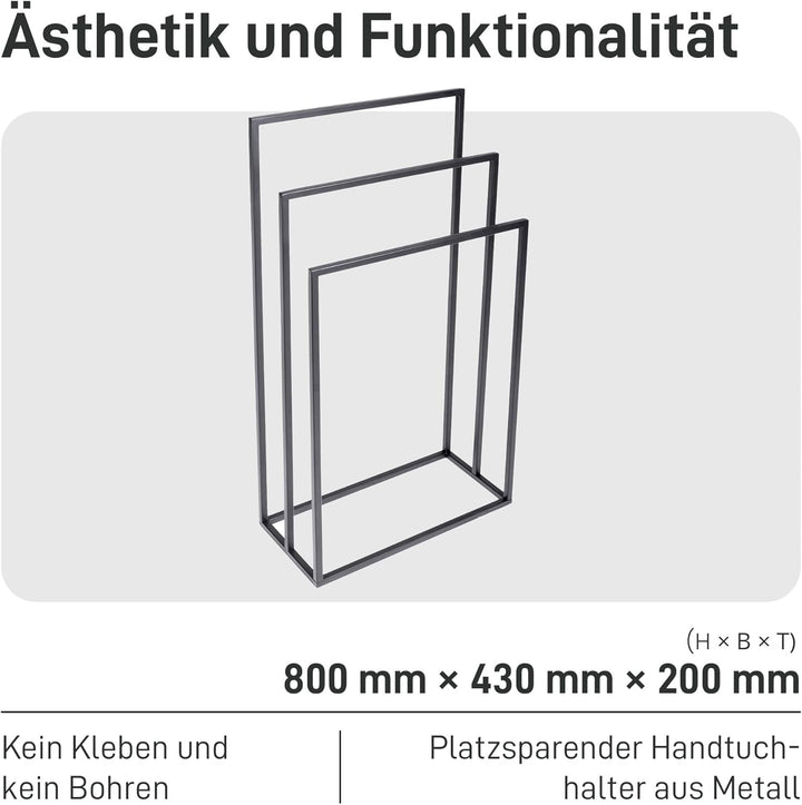 Natural Goods Berlin Trio Handtuchständer freistehend/pulverbeschichteter Standhandtuchhalter aus Me