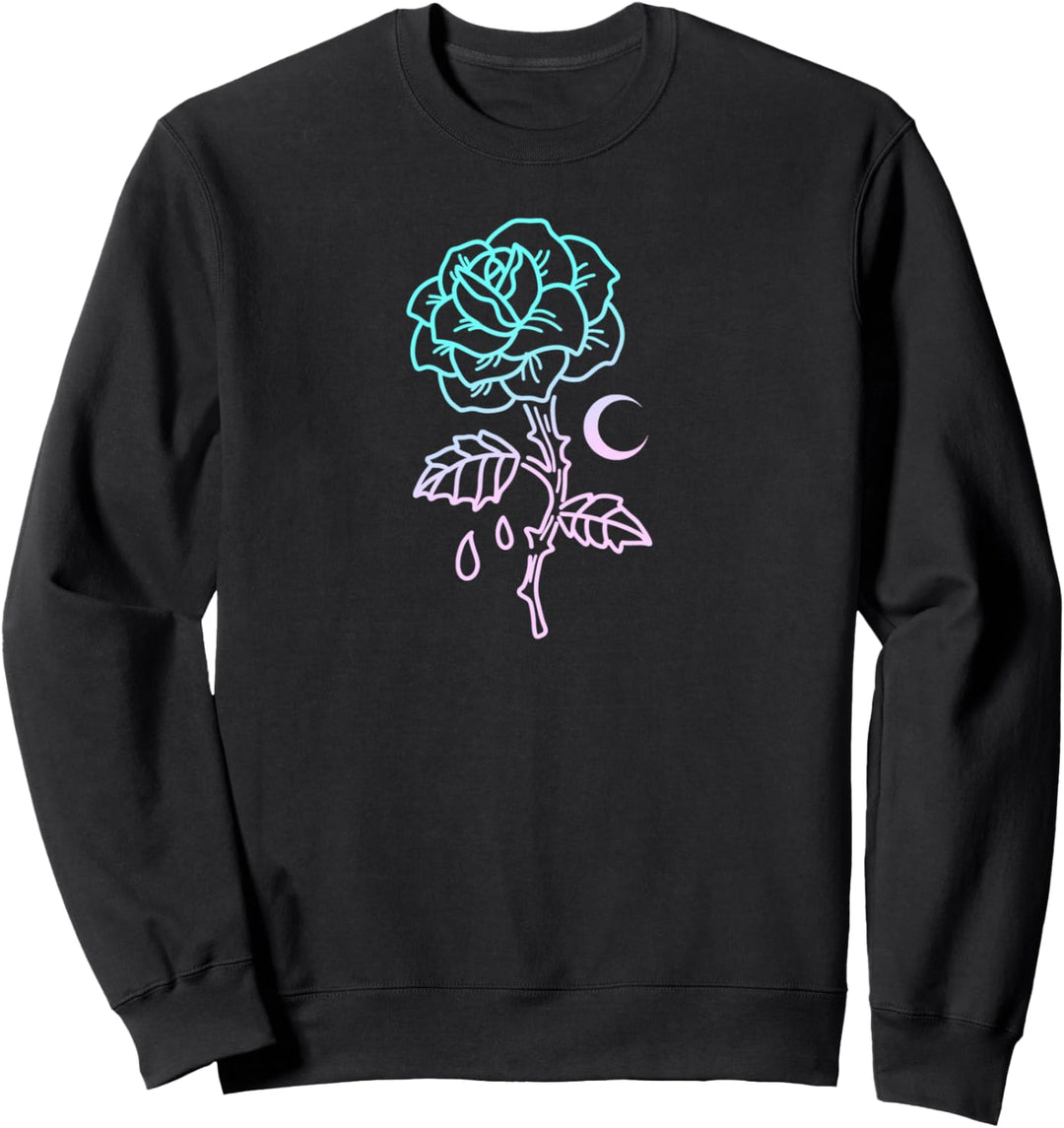 Pastel Goth Flower Emo Aesthetic Clothes Moon Rose Sweatshirt