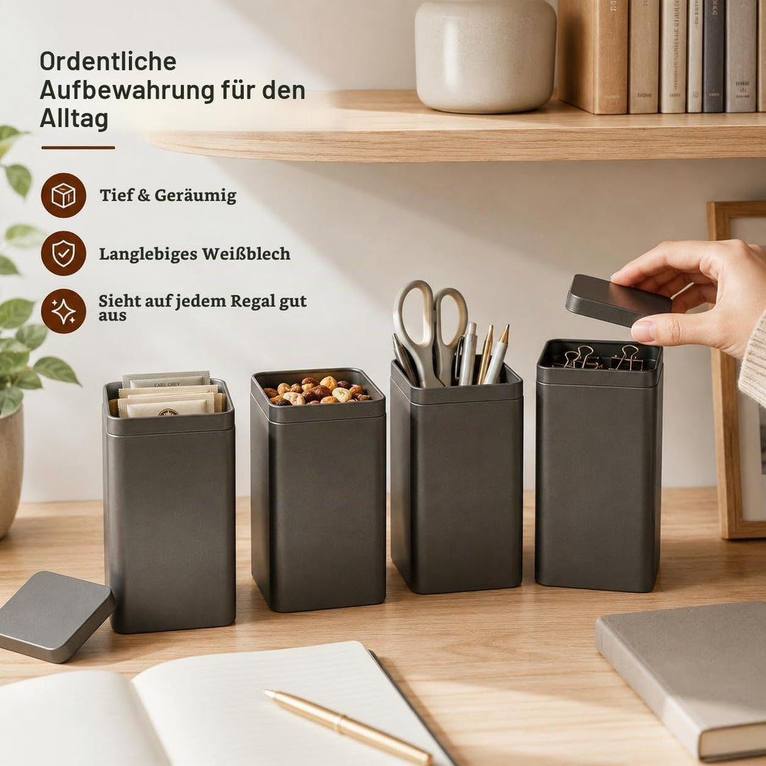 8 Stück Klassische Teedosen für Losen Tee, Aromadicht aus Metall für je 150g Earl Grey, TeeAufbewahr