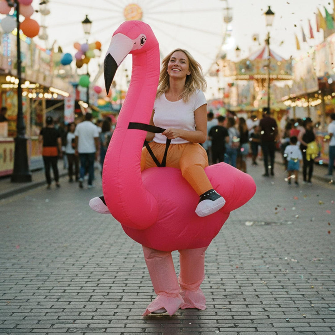 AirSuit® Aufblasbares Kostüm Rosa Flamingo | Ungewöhnliches Kostüm in Erwachsene | Grösse 160 bis 19