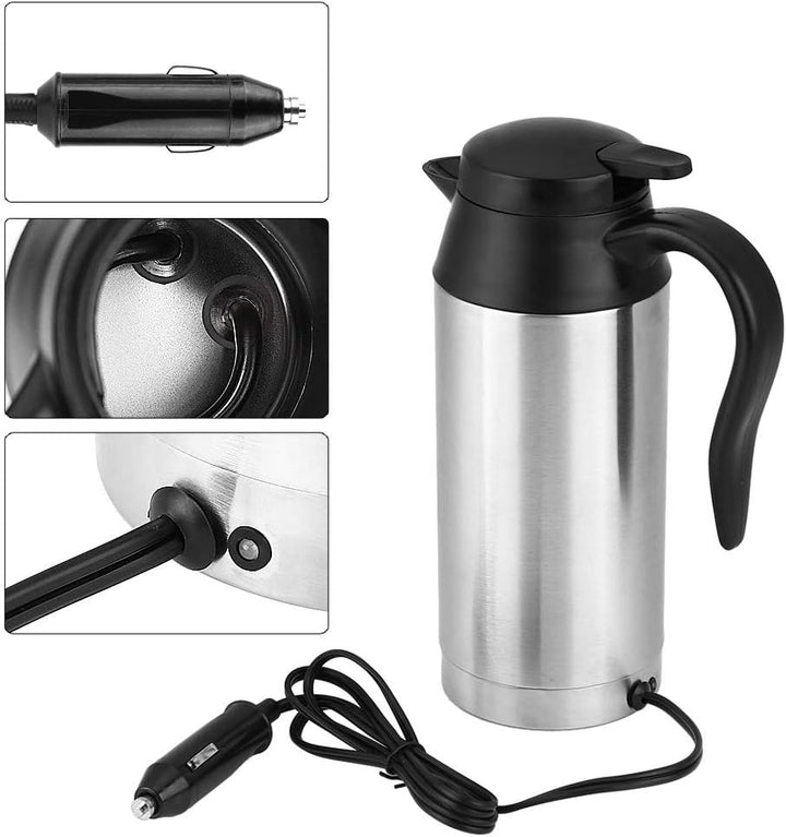 Jadeshay Auto Wasserkocher Edelstahl 12V für Auto, 750ML Reisewasserkocher mit Zigarettenanzünder, C