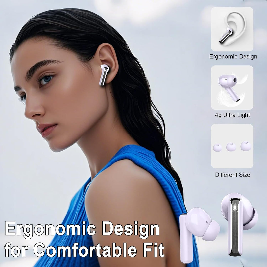 Kabellose Ohrhörer, Bluetooth 5.4 Kopfhörer mit HiFi Stereo, In-Ear-Kopfhörer mit 4 ENC-Mikrofonen,