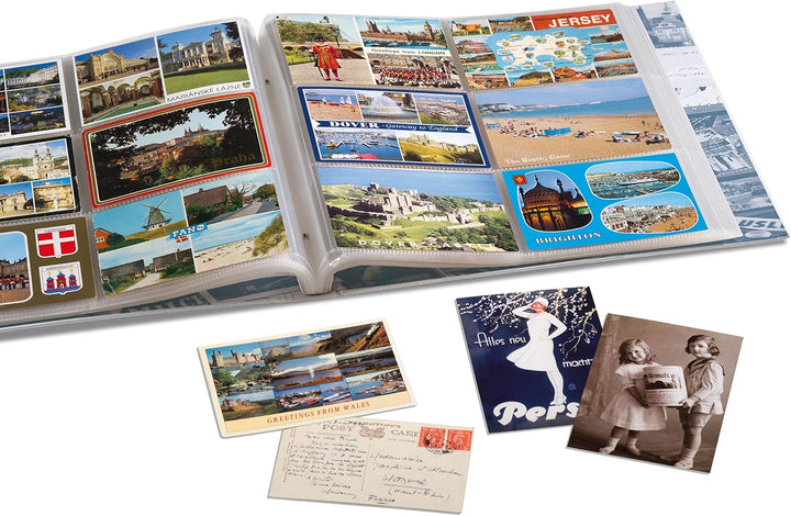 Leuchtturm 342621 Sammel-Album - Postkarten-Album für 600 Postkarten - 50 festeingebundene Hüllen