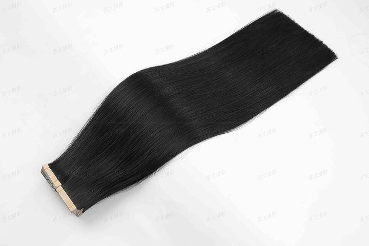HotLulana Tape Extensions Echthaar Natürliches Schwarz Extensions Echthaar 14zoll/35cm 40Pcs 80g Inv