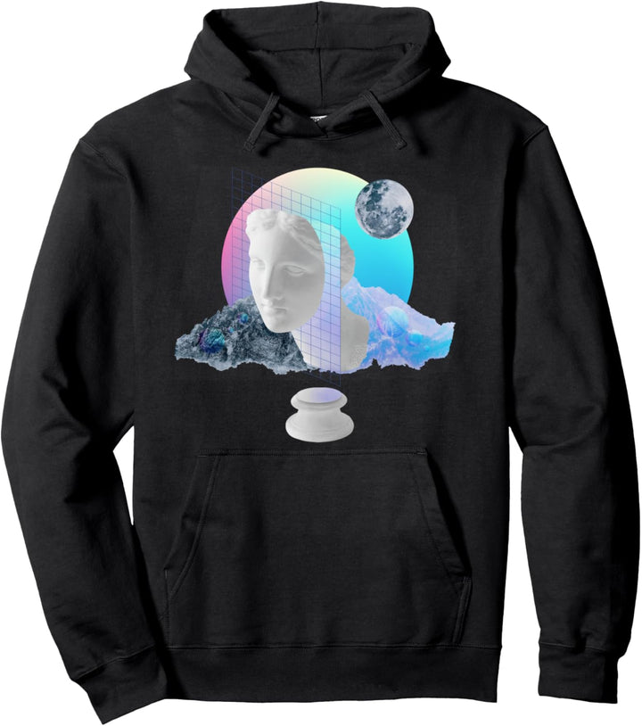 Griechische Statue Kunst Collage Japanisch Vaporwave Retro Pullover Hoodie