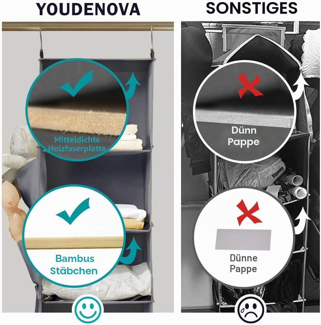 YOUDENOVA Hängeregal Schrankorganizer Stabiler Kleiderschrank Organizer Hängeaufbewahrung Ordnungssy