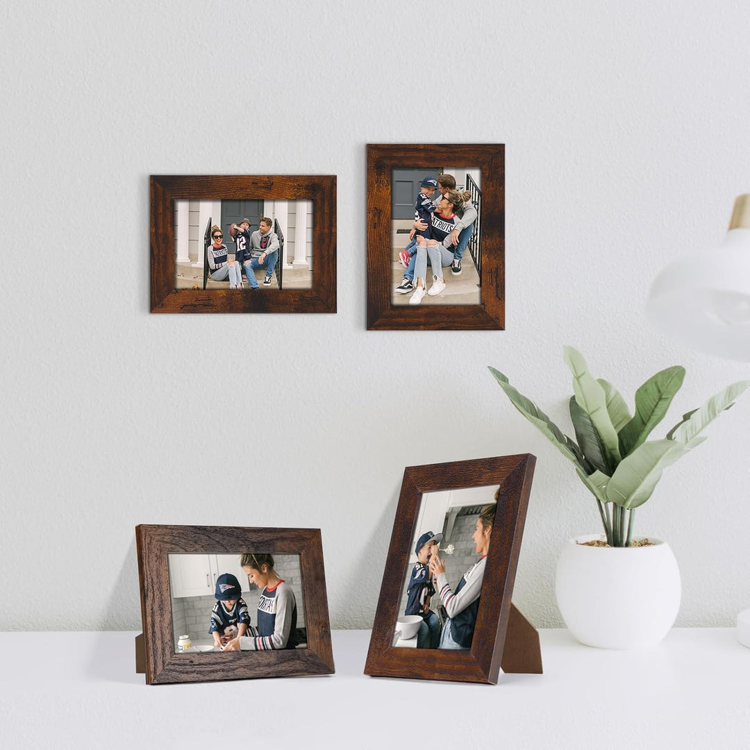 7er-Set rustikale Bilderrahmen für Fotos 10x15cm, Vintage-Stil ideal für Wand- und Tischaufstellung
