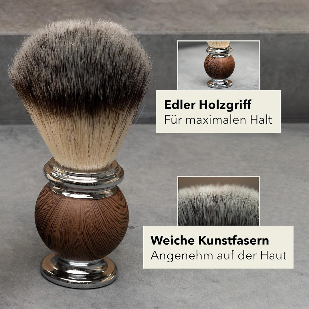 Störtebekker® Premium Rasierhobel Set für Herren im handgefertigten Lederetui - mit Rasierpinsel, Ra