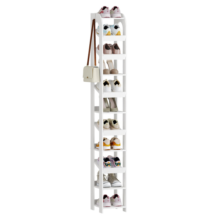 Hzuaneri Vertikales Schuhregal, 11 Ebenen Schmale Schuhregale, Holz-Schuh-Organizer für Schrank, Ein