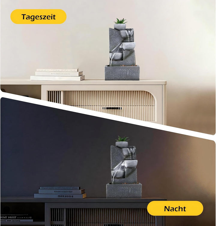 Dyna-Living Zimmerbrunnen Tischbrunnen mit Rollender Kugel