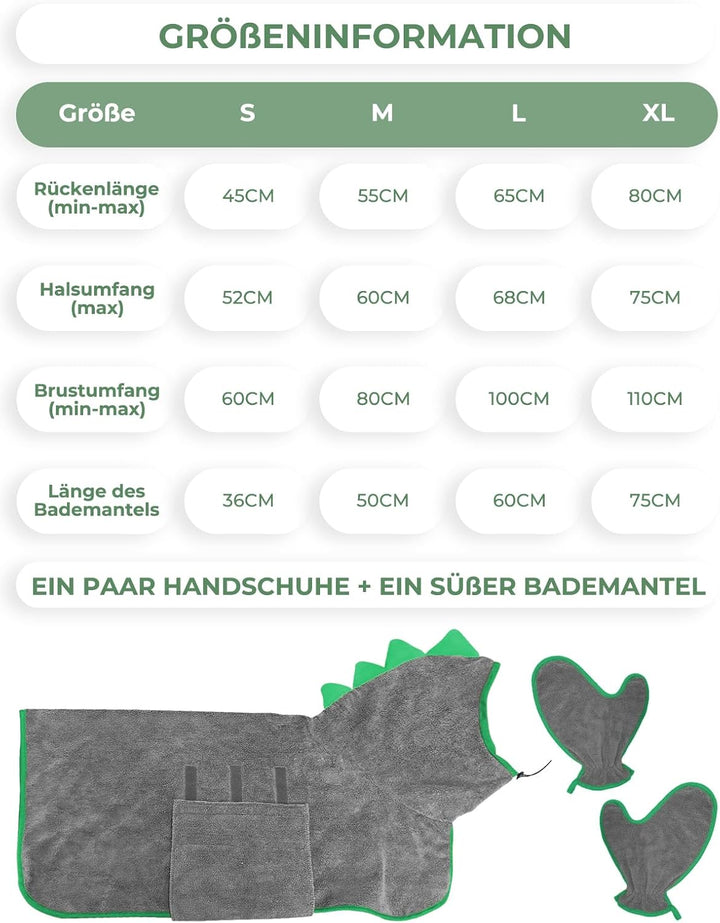 Bademantel für Hunde, Hundebademantel Aus Mikrofaser, Verstellbares Halsband Mit Klettverschluss Sch