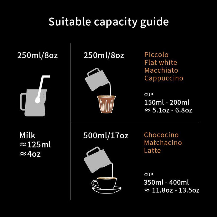 watchget Milchaufschäumkrug, 250 ml, Edelstahl, Espresso, Dampfkrug, Milch, Kaffee, Cappuccino, Latt