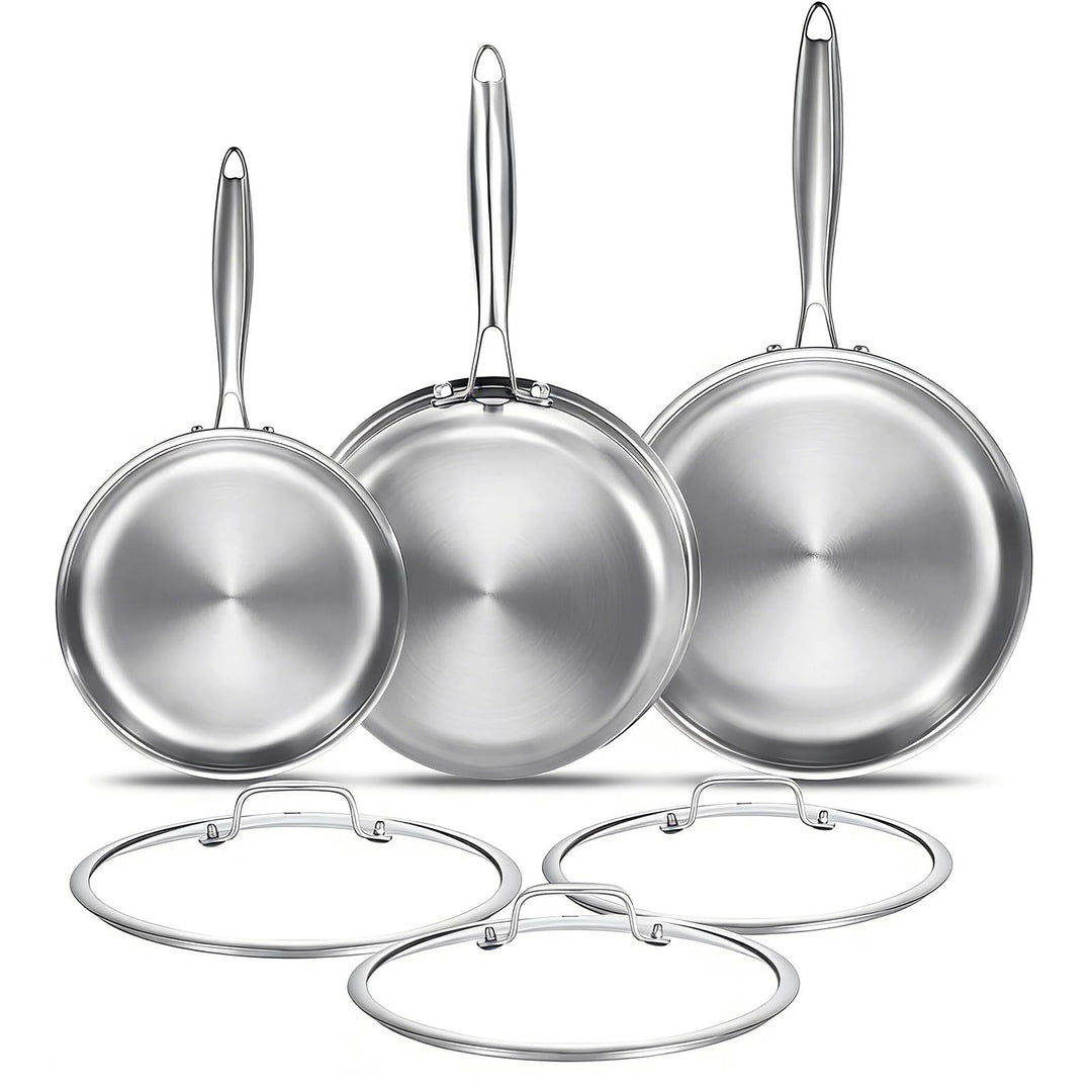 Edelstahlpfanne 20/28/30 cm mit 3 Deckeln