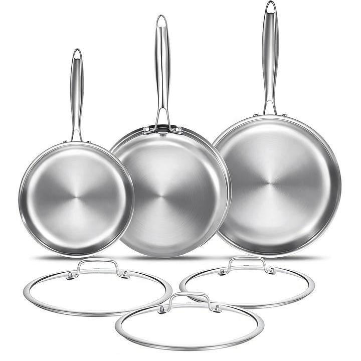 Edelstahlpfanne 20/28/30 cm mit 3 Deckeln