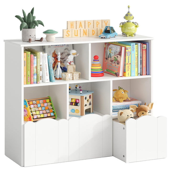 YOUDENOVA 3 Tier Kinderregal, Bücherregal, Kinderzimmer Möbel, Spielzeug Aufbewahrung auf Rollen, 10