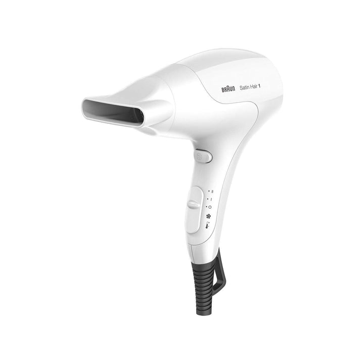 Braun Satin Hair 1 Power Perfection Haartrockner, professioneller Föhn mit Stylingdüse, HD180, weiss