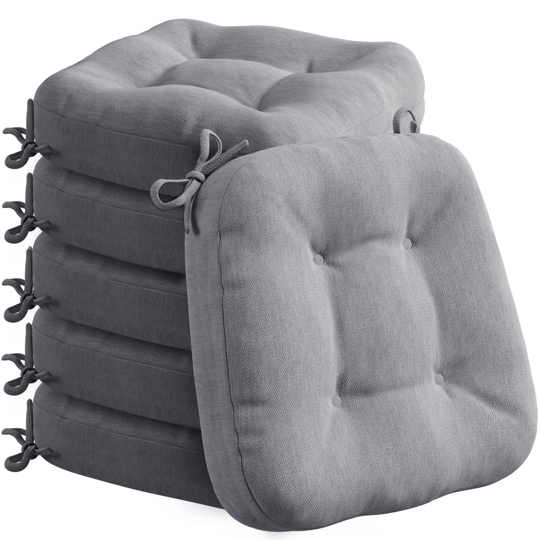 Codi Stuhlkissen 40 x 40 cm, 6er-Set, 8 cm dick, Sitzkissen Outdoor, Grau Grau 6er Pack, Grau 6er Pa
