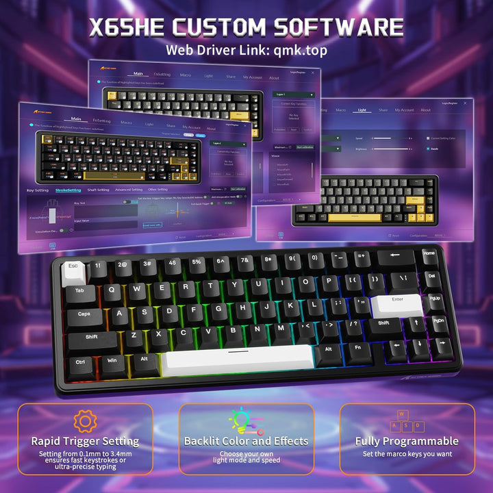 MAMBASNAKE x Attack Shark Wired Gaming Tastatur und Maus Combo, X65HE Gaming Keyboard Black, 59g Sup