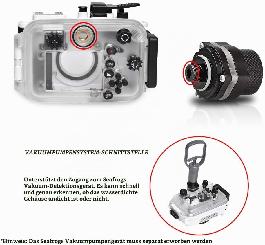 Sea frogs for Olympus TG-6 195FT/60M Underwater Camera Waterproof Diving housing Black (Housing + Re