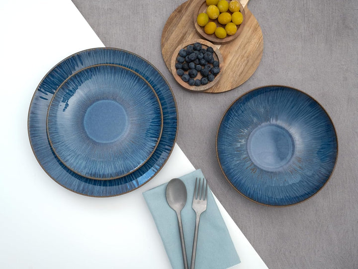 CreaTable, 10591, Serie Sea Breeze Blue, Geschirrset, Teller Set 18 teilig Teller Set Blau, Teller S