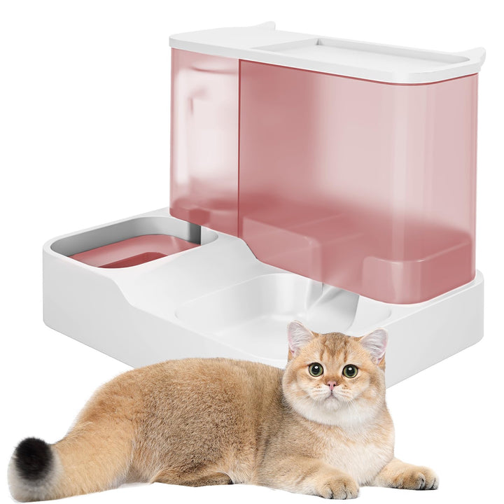 Futterautomat Katze Set, 3.8L 2-in-1 Automatischer Gravity Katzen Hund futterautomaten Wasserspender