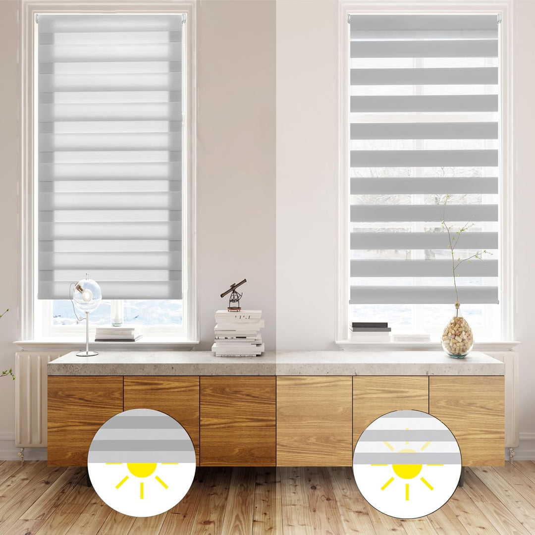 Blindecor - Indus doppelrollo klemmfix ohne bohren - duo rollo klemmfix Silbergrau - 45 x 220 cm (Br