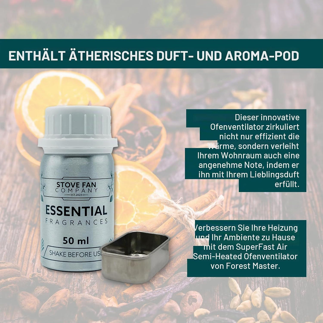 Forest Master - SuperFast Air Halbbeheizter Ofenventilator mit Dufthalter - Für Holzbrenner und Holz