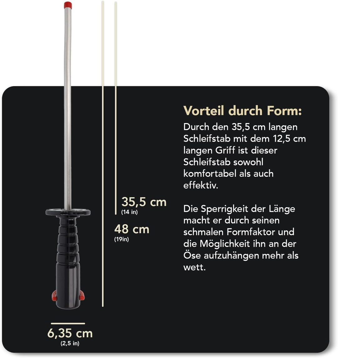DMT Diamond Steel™ Diamant Schleifstab 14" Fein | Messerschärfer in Profiqualität | 35cm Wetzstahl f